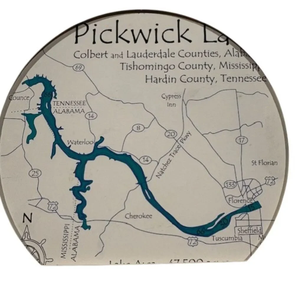 CoasterStone Pickwick Lake Map Trivet Absorbent Stone USA New